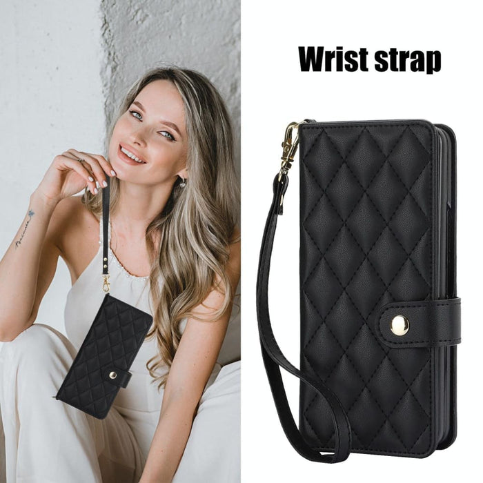 Crossbody Multifunction Rhombic Leather Phone Case