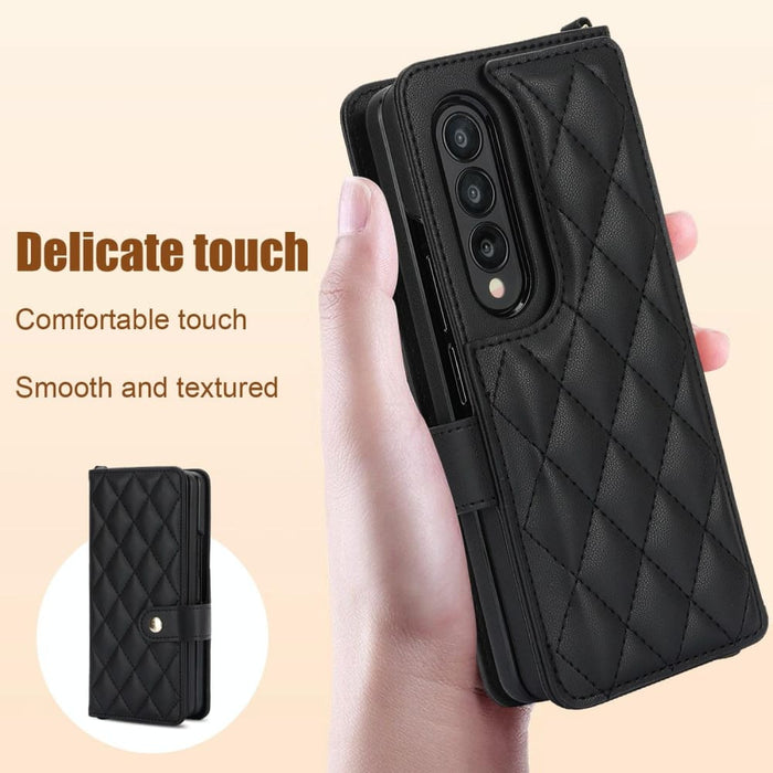 Crossbody Multifunction Rhombic Leather Phone Case