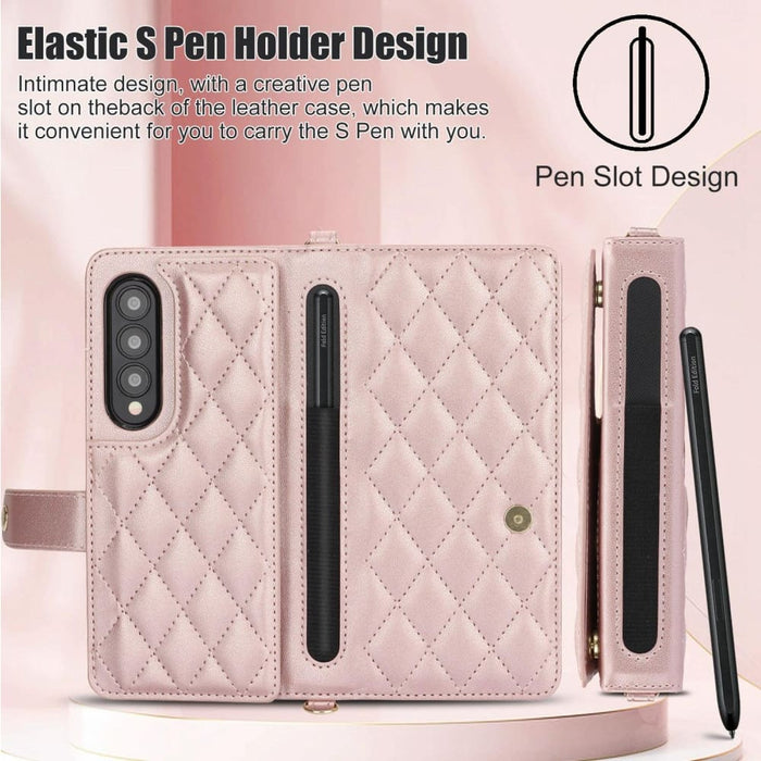 Crossbody Multifunction Rhombic Leather Phone Case