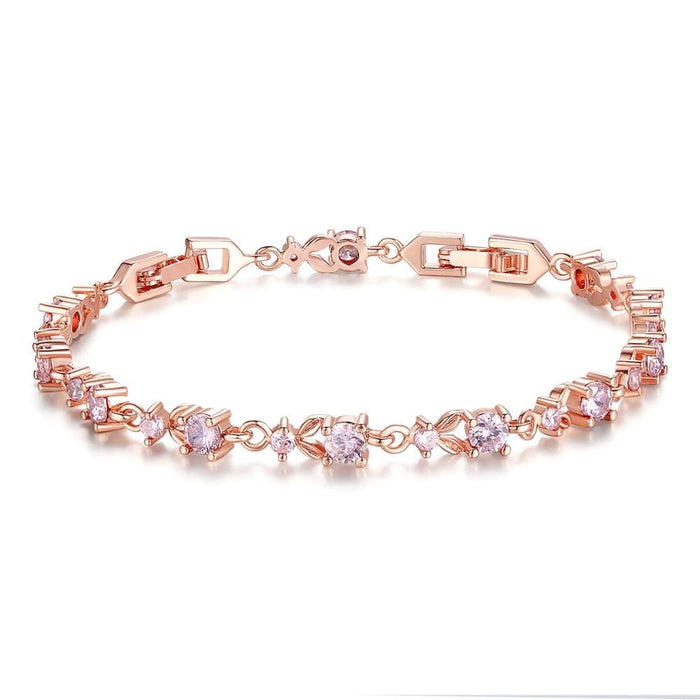 Aaa Cubic Zircon Shining Crystal Chain Link Bracelet