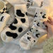 Cute Cow Spots Print Socks 2 Pairs Thick Warm Coral Fleece