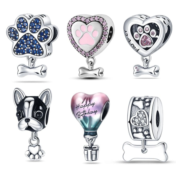 Cute Heart Pet Paw Charms Fit Pandora 925 Original