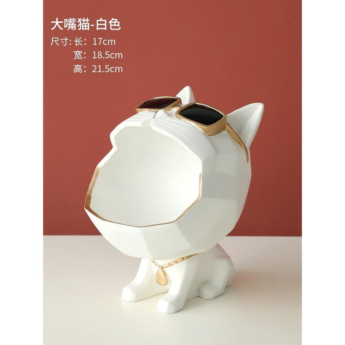 Cute Cat Statue Big Mouth Dog Total Décor Storage Box