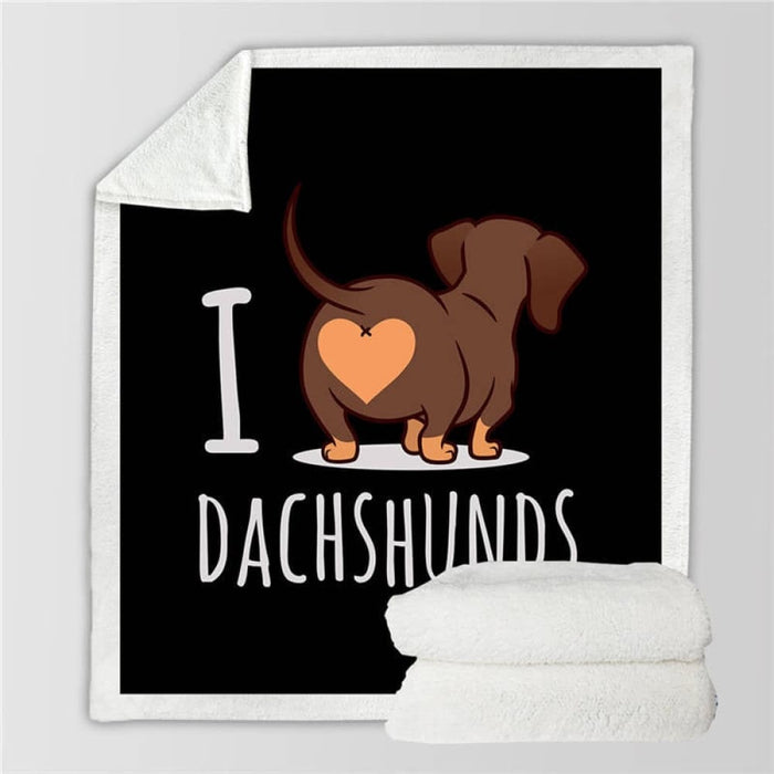 Dachshund Sherpa Fleece Blanket Cartoon Colourful Plush