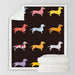 Dachshund Sherpa Fleece Blanket Cartoon Colourful Plush