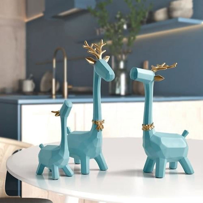 Deer Family Hand Carved Collectible Figurines Ornament