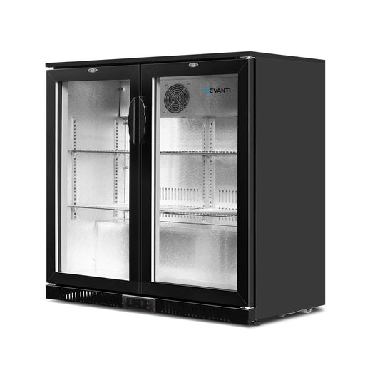 Devanti Bar Fridge 2 Glass Door Commercial Display Freeer