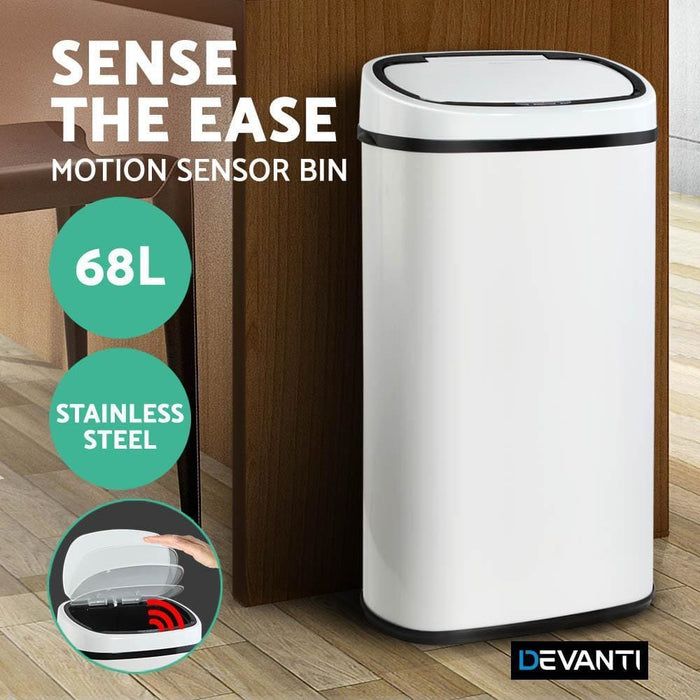 Devanti 68l Sensor Bin White