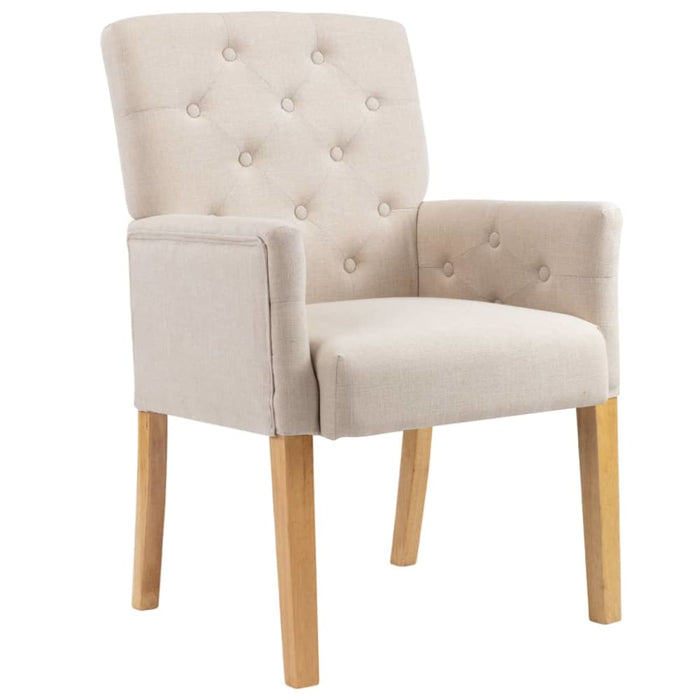 Dining Chair With Armrests Beige Fabric Xnikao