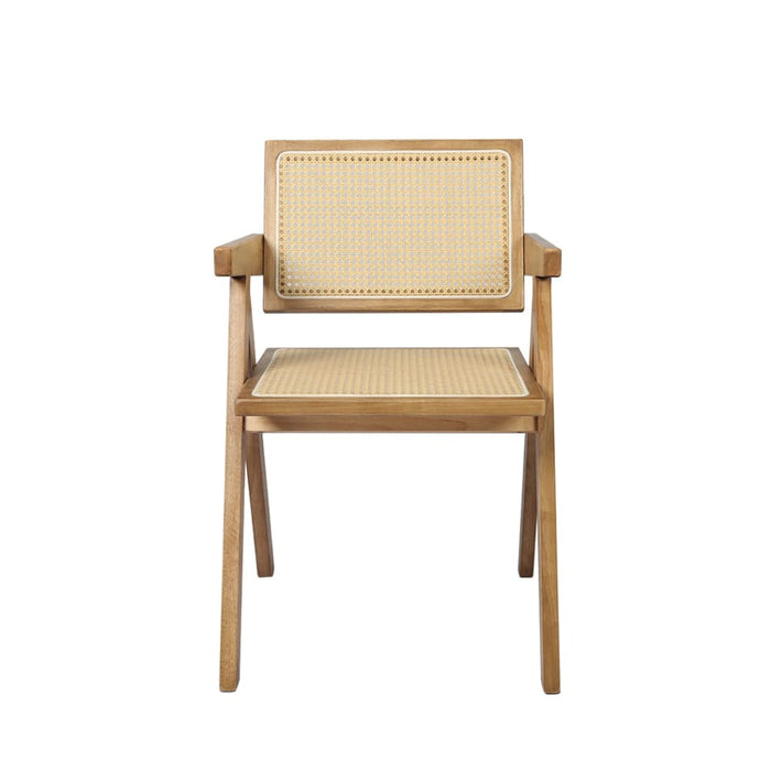 Goslash Picks 2x Dining Chair Solid Wood Rattan Armchair