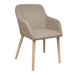 Dining Chairs 2 Pcs Beige Fabric And Solid Oak Wood