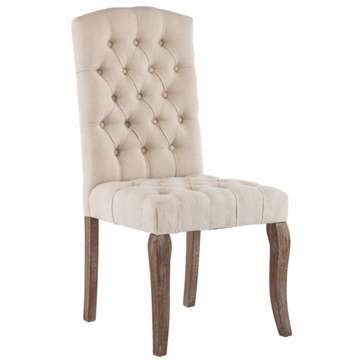 Dining Chairs 2 Pcs Beige Linen-look Fabric Xnikak