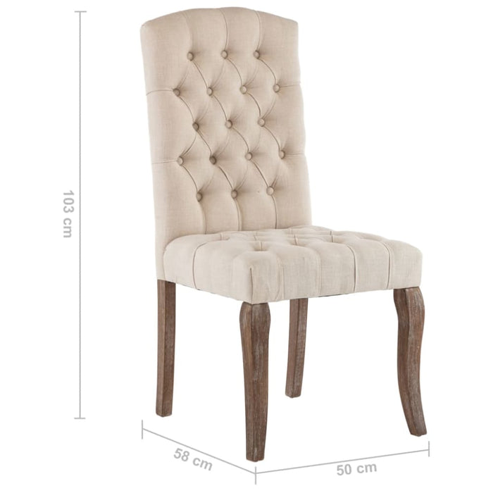 Dining Chairs 2 Pcs Beige Linen-look Fabric Xnikak