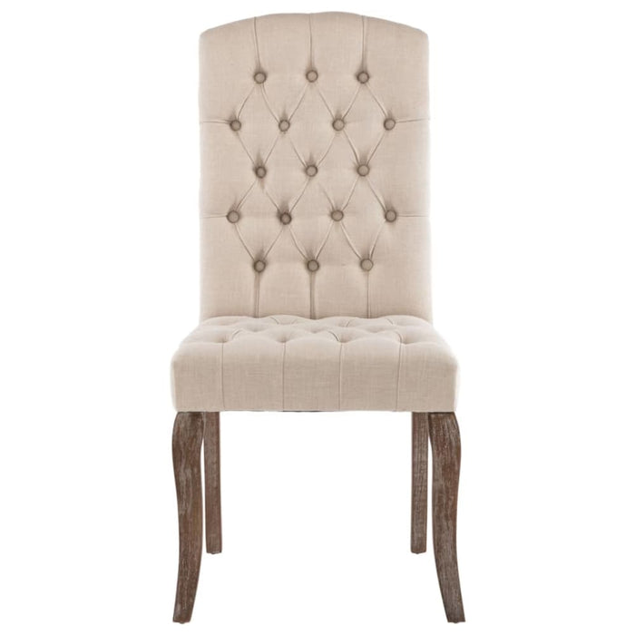 Dining Chairs 2 Pcs Beige Linen-look Fabric Xnikak