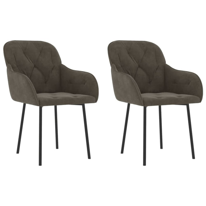 Dining Chairs 2 Pcs Dark Grey Velvet Taanal