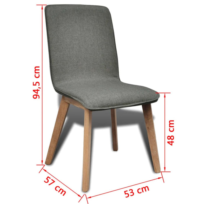 Dining Chairs 2 Pcs Light Grey Fabric And Solid Oak Wood