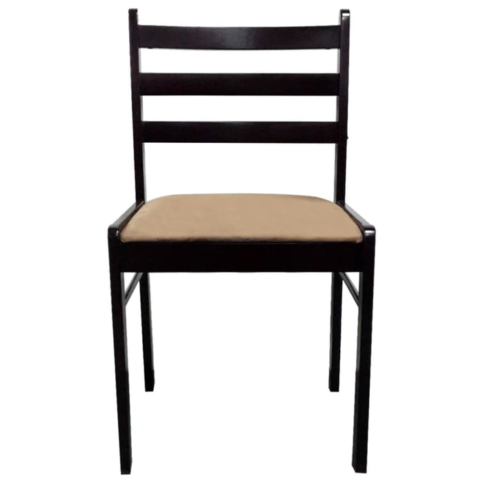 Dining Chairs 2 Pcs Brown Solid Rubber Wood And Velvet