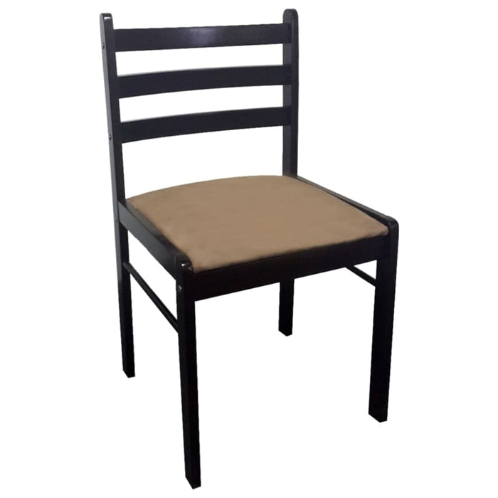 Dining Chairs 2 Pcs Brown Solid Rubber Wood And Velvet