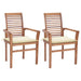 Dining Chairs 2 Pcs With Cream Cushions Solid Teak Wood