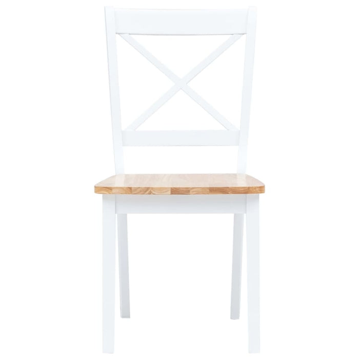 Dining Chairs 2 Pcs White And Light Wood Solid Rubber Xaitpn