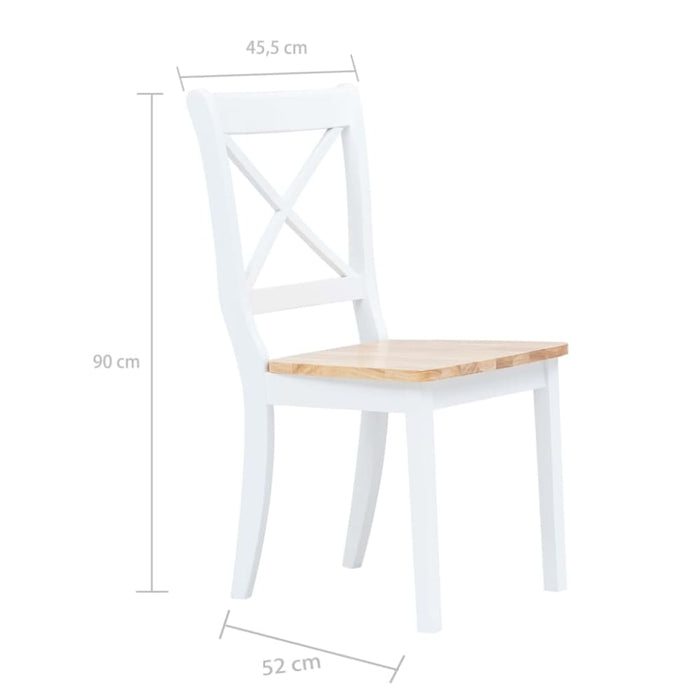 Dining Chairs 2 Pcs White And Light Wood Solid Rubber Xaitpn