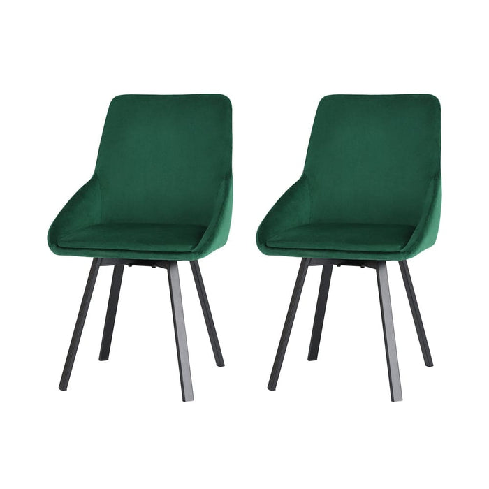 Dining Chairs Set Of 2 Velvet Upholstered Green Cafe