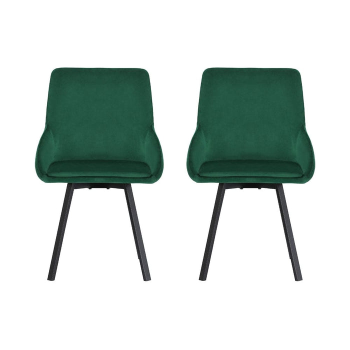 Dining Chairs Set Of 2 Velvet Upholstered Green Cafe