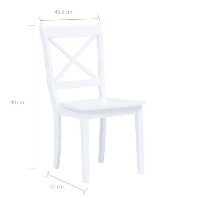 Dining Chairs 2 Pcs White Solid Rubber Wood Xaitpl