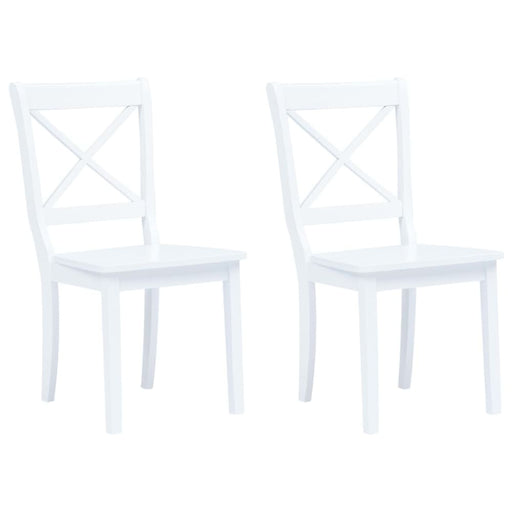 Dining Chairs 2 Pcs White Solid Rubber Wood Xaitpl