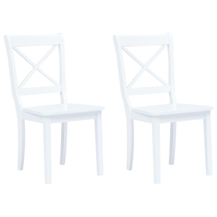 Dining Chairs 2 Pcs White Solid Rubber Wood Xaitpl