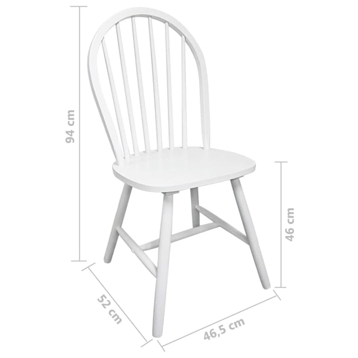 Dining Chairs 2 Pcs White Solid Rubber Wood Xaxbxl