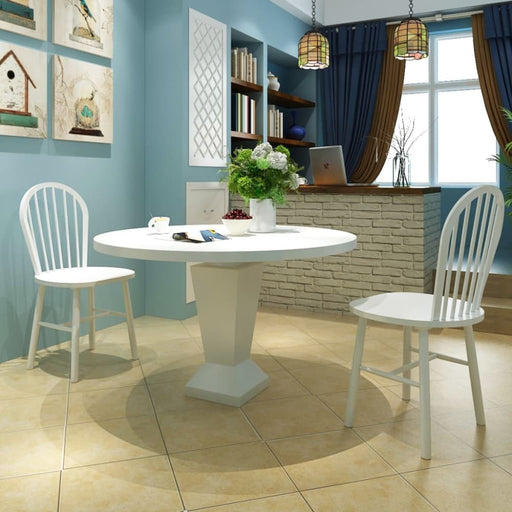 Dining Chairs 2 Pcs White Solid Rubber Wood Xaxbxl