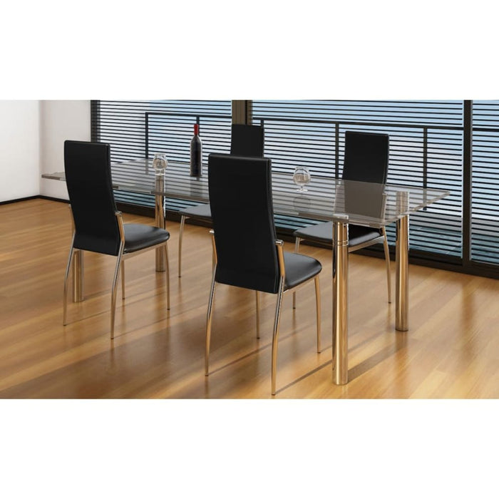 Dining Chairs 4 Pcs Black Faux Leather Gl17765