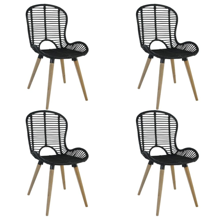 Dining Chairs 4 Pcs Black Natural Rattan Gl5066