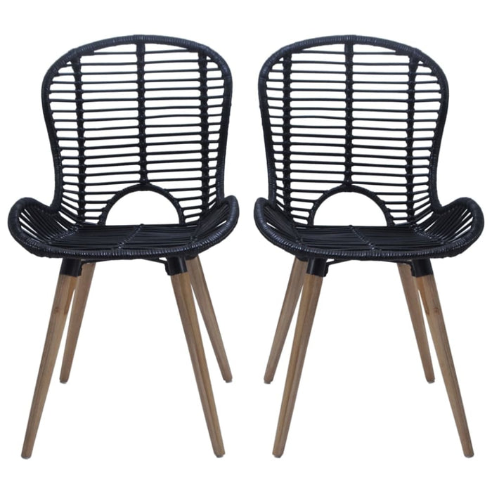 Dining Chairs 4 Pcs Black Natural Rattan Gl5066