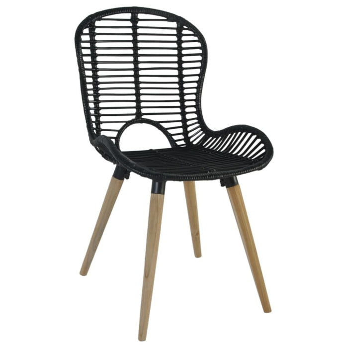 Dining Chairs 4 Pcs Black Natural Rattan Gl5066