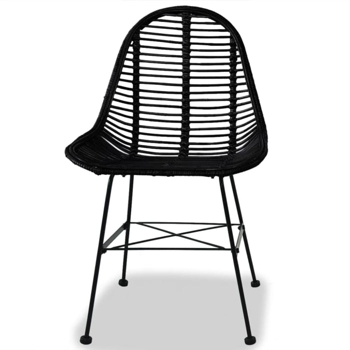 Dining Chairs 4 Pcs Black Natural Rattan Xaapix