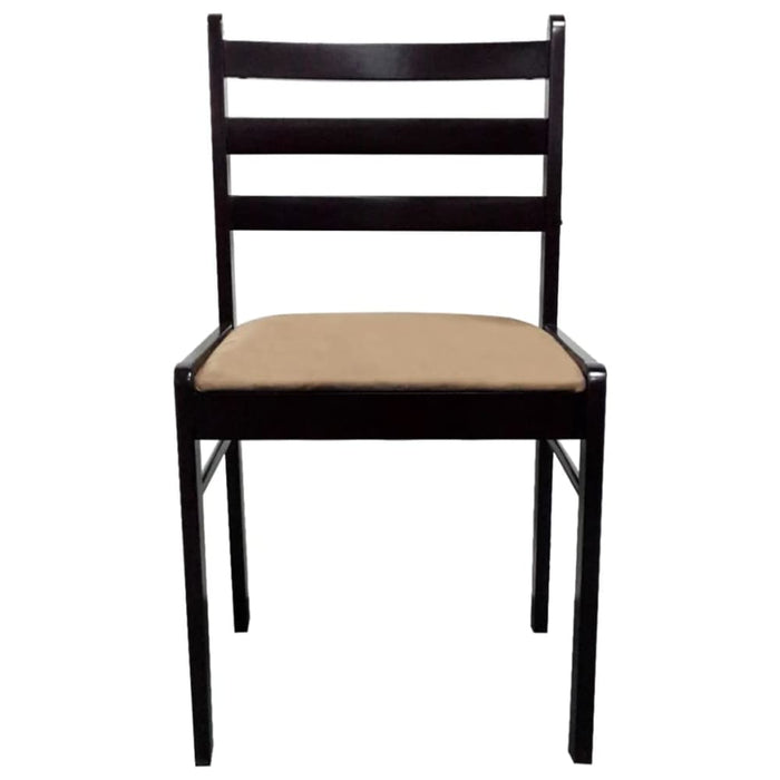 Dining Chairs 4 Pcs Brown Solid Rubber Wood And Velvet