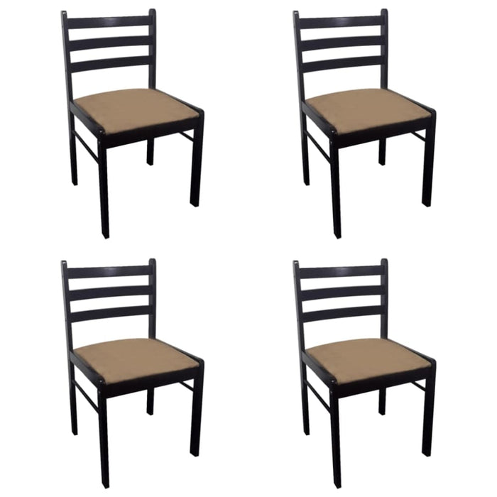 Dining Chairs 4 Pcs Brown Solid Rubber Wood And Velvet