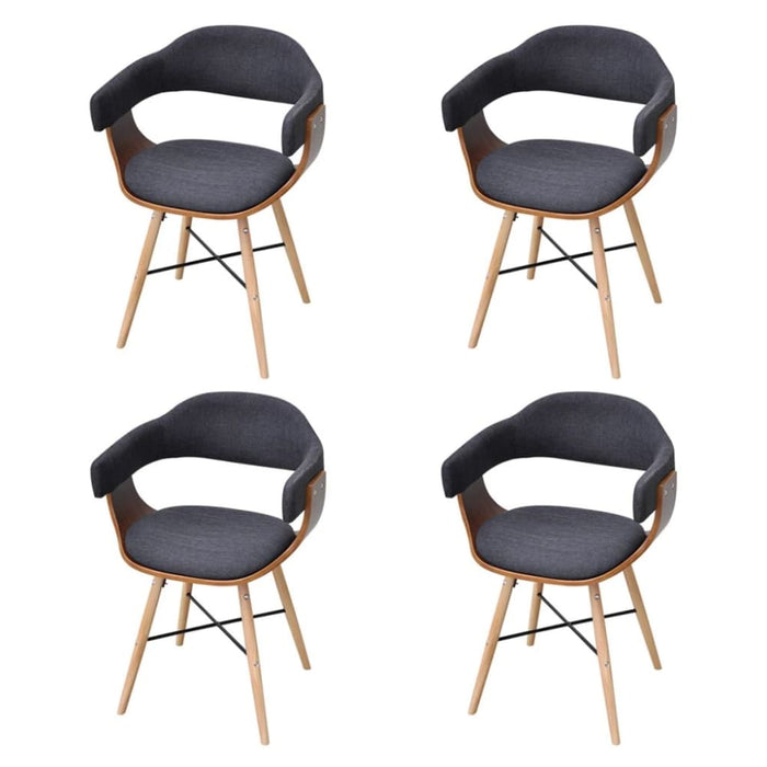 Dining Chairs 4 Pcs Dark Grey Bent Wood And Fabric Gl532196