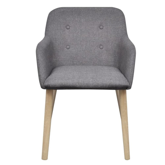 Dining Chairs 4 Pcs Light Grey Fabric And Solid Oak Wood