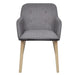 Dining Chairs 4 Pcs Light Grey Fabric And Solid Oak Wood