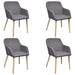 Dining Chairs 4 Pcs Light Grey Fabric And Solid Oak Wood