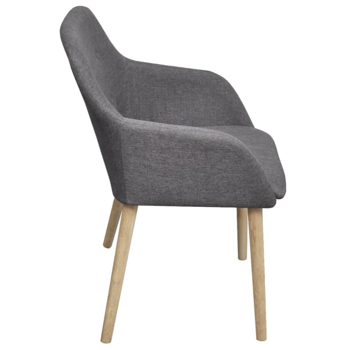 Dining Chairs 4 Pcs Light Grey Fabric And Solid Oak Wood