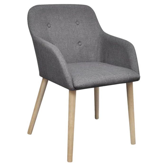 Dining Chairs 4 Pcs Light Grey Fabric And Solid Oak Wood