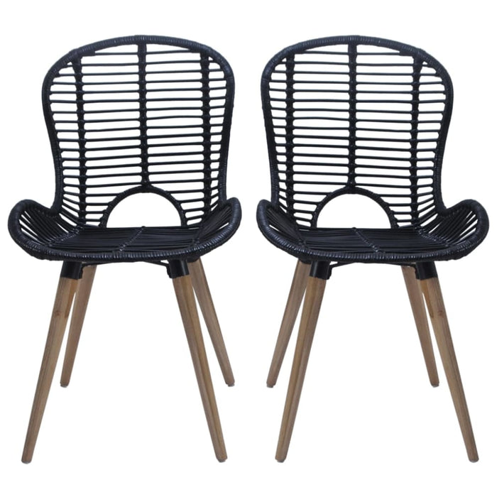 Dining Chairs 6 Pcs Black Natural Rattan Gl4175