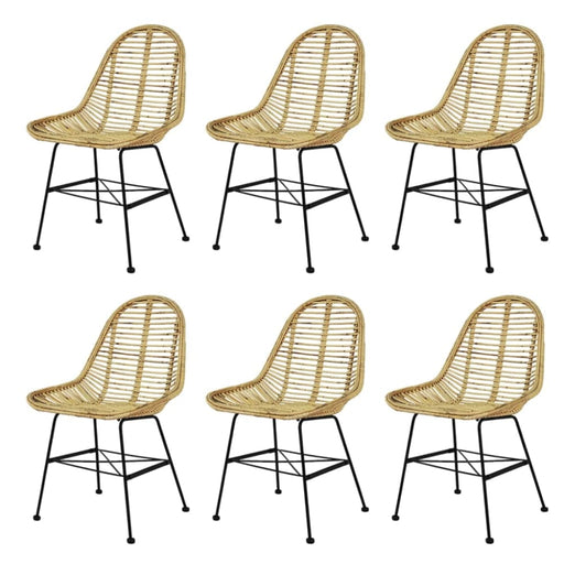 Dining Chairs 6 Pcs Natural Rattan Gl43259