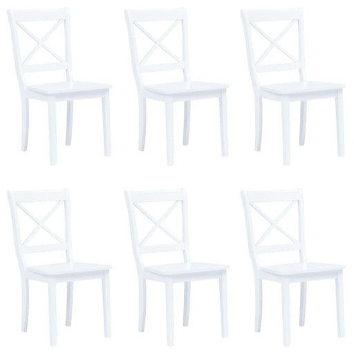 Dining Chairs 6 Pcs White Solid Rubber Wood Xiipat