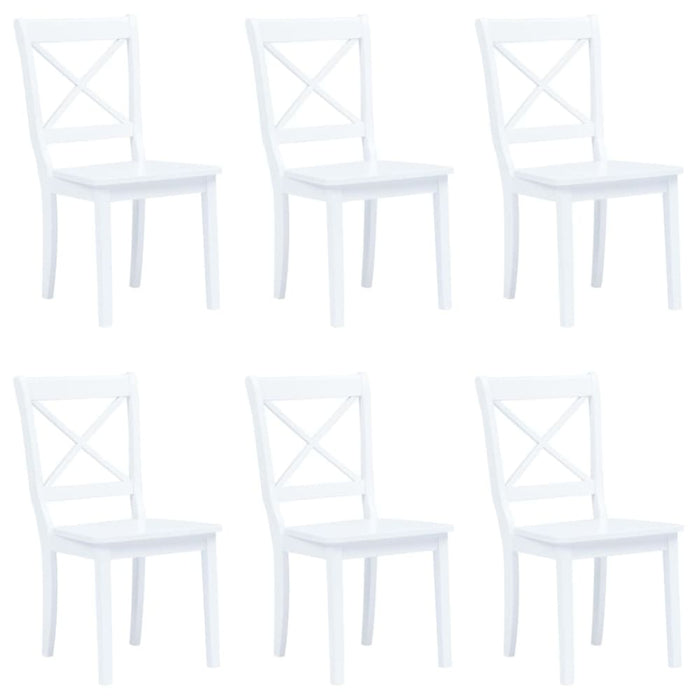 Dining Chairs 6 Pcs White Solid Rubber Wood Xiipat