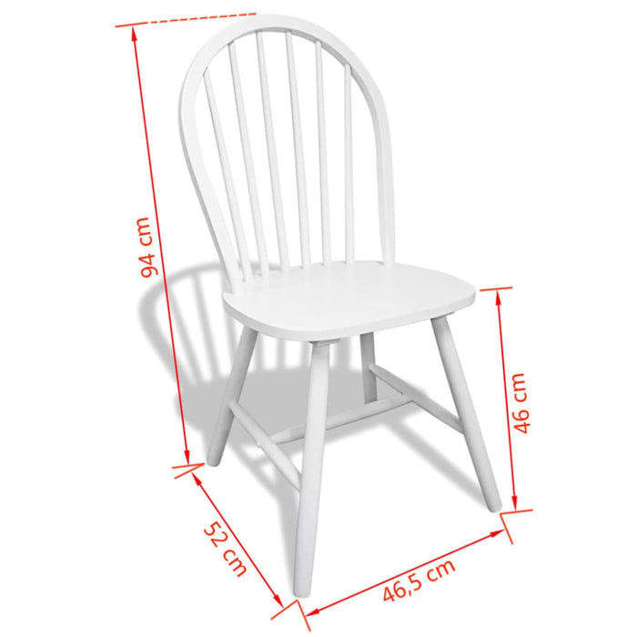 Dining Chairs 6 Pcs White Solid Rubber Wood Xixbkb